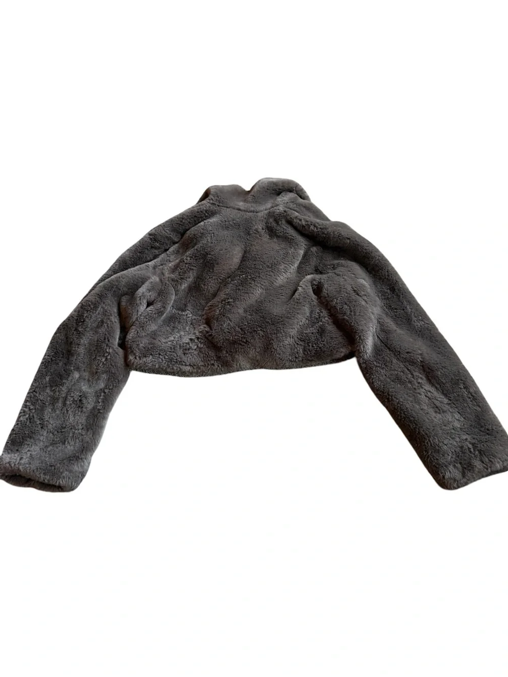 Song of Style Faux Fur Coat Brown Cropped Length Jacket Vegan Size Small Women's